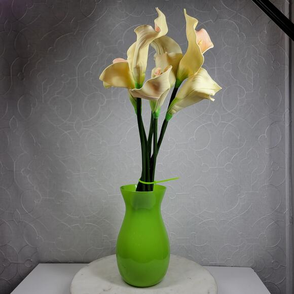VTG Faux Calla Lily Stems 24" Cream Pink LongThick Stem 7 Artificial Flowers - Picture 1 of 16